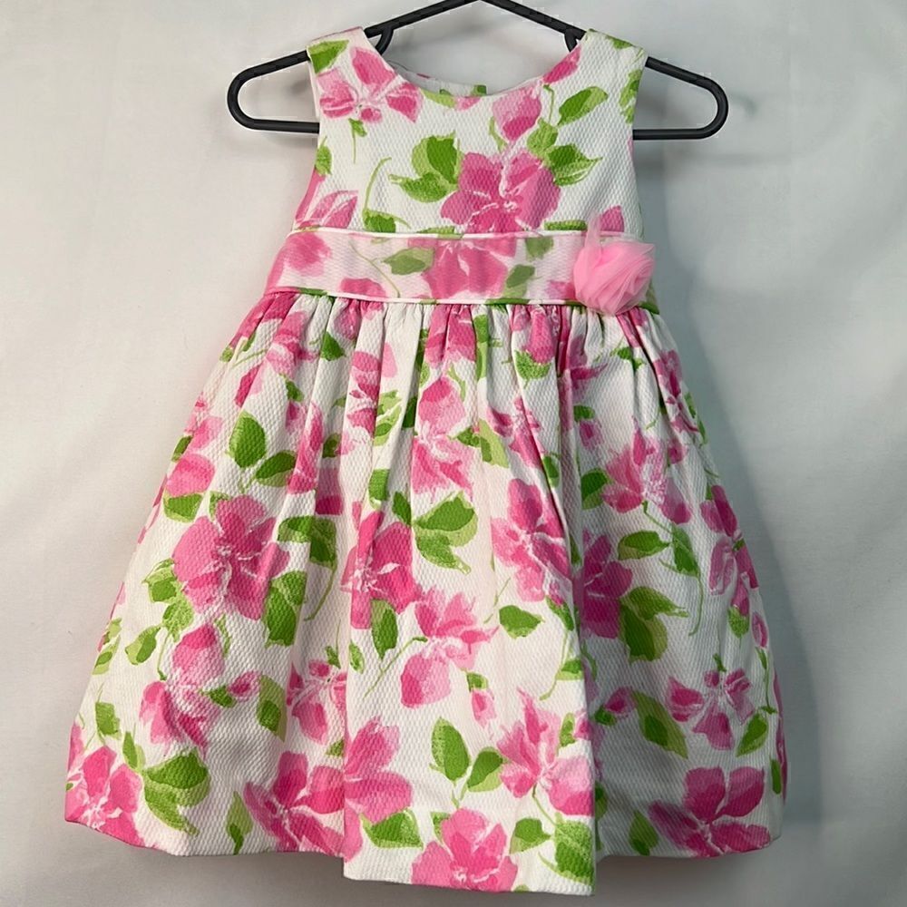 Poly Flinders White and pink floral dress with bloomers 12 mos. NWT